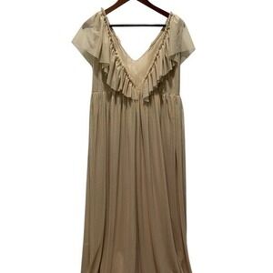 BellaBabyWear Ruffle V Neck Maxi Dress, Formal Gown, Special Occasion